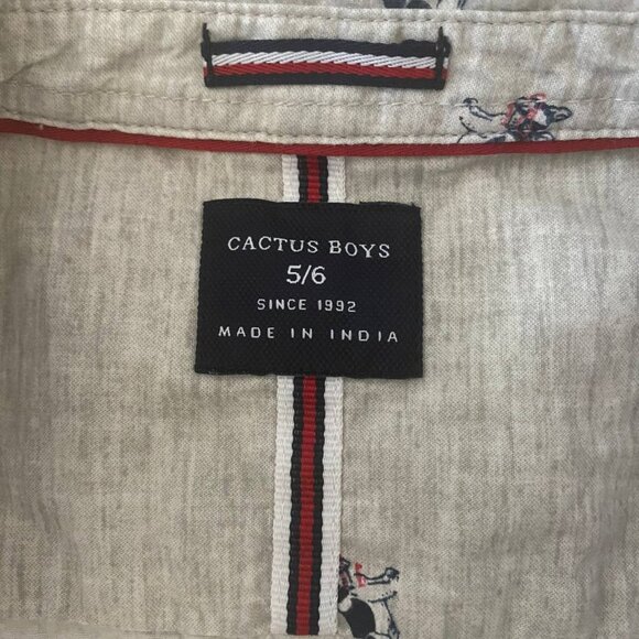 CACTUS Adorable Boys Button Down Shirt Sleeve Cotton Shirt - Picture 3 of 6